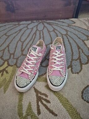NWOT Converse Pink Pearl And Rhinestone Womens Sneakers Size 8